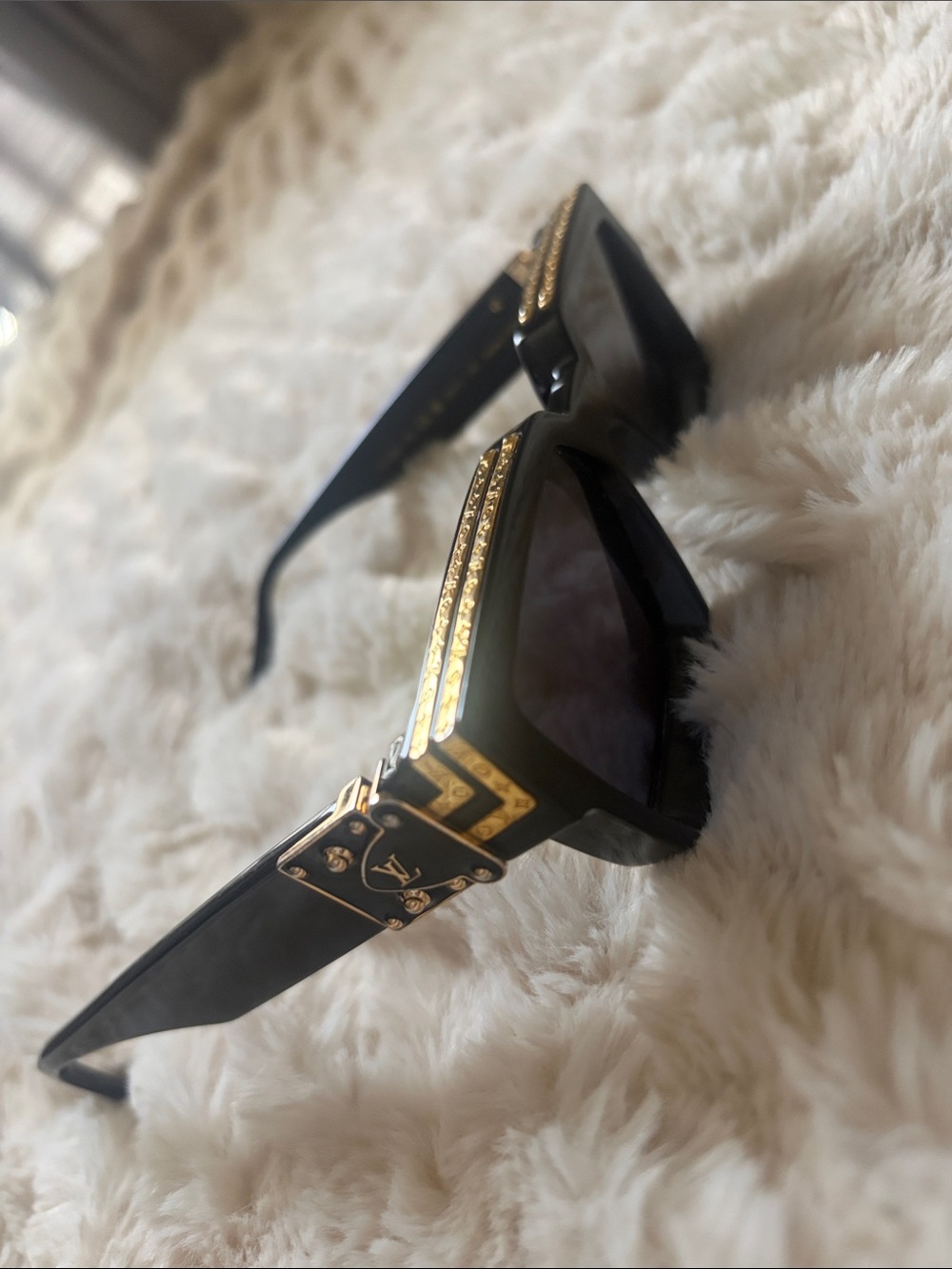 Louis Vuitton Black Sunglasses with Gold Accents
